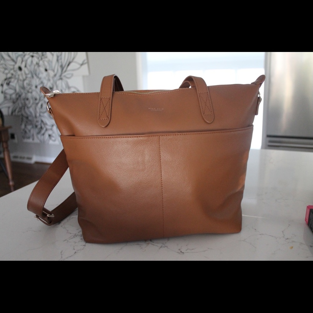 Mina Baie Amelia Midi Diaper Bag in Dark Tan